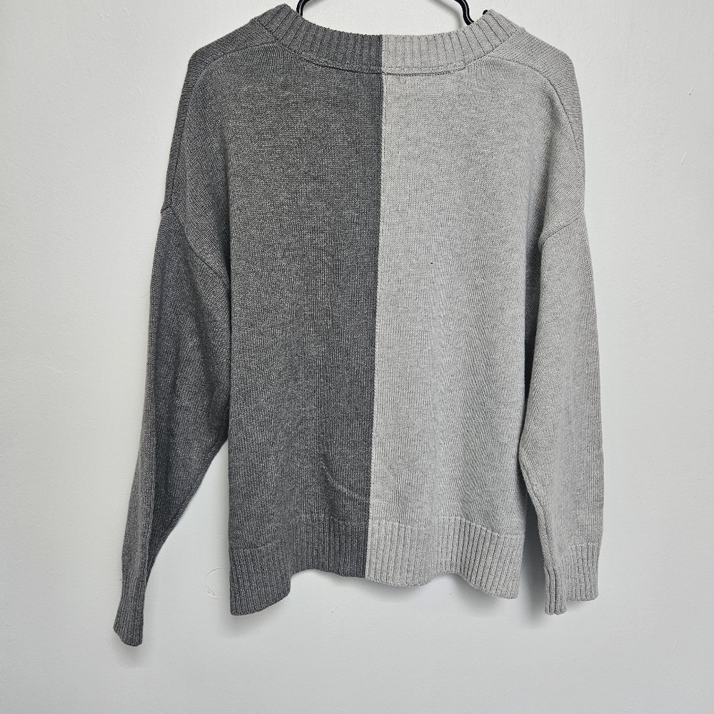 Marine LayerTwo-Tone Gray Women's Sz S Oversized Boxy Merino Wool Blend Sweater - Picture 2 of 14